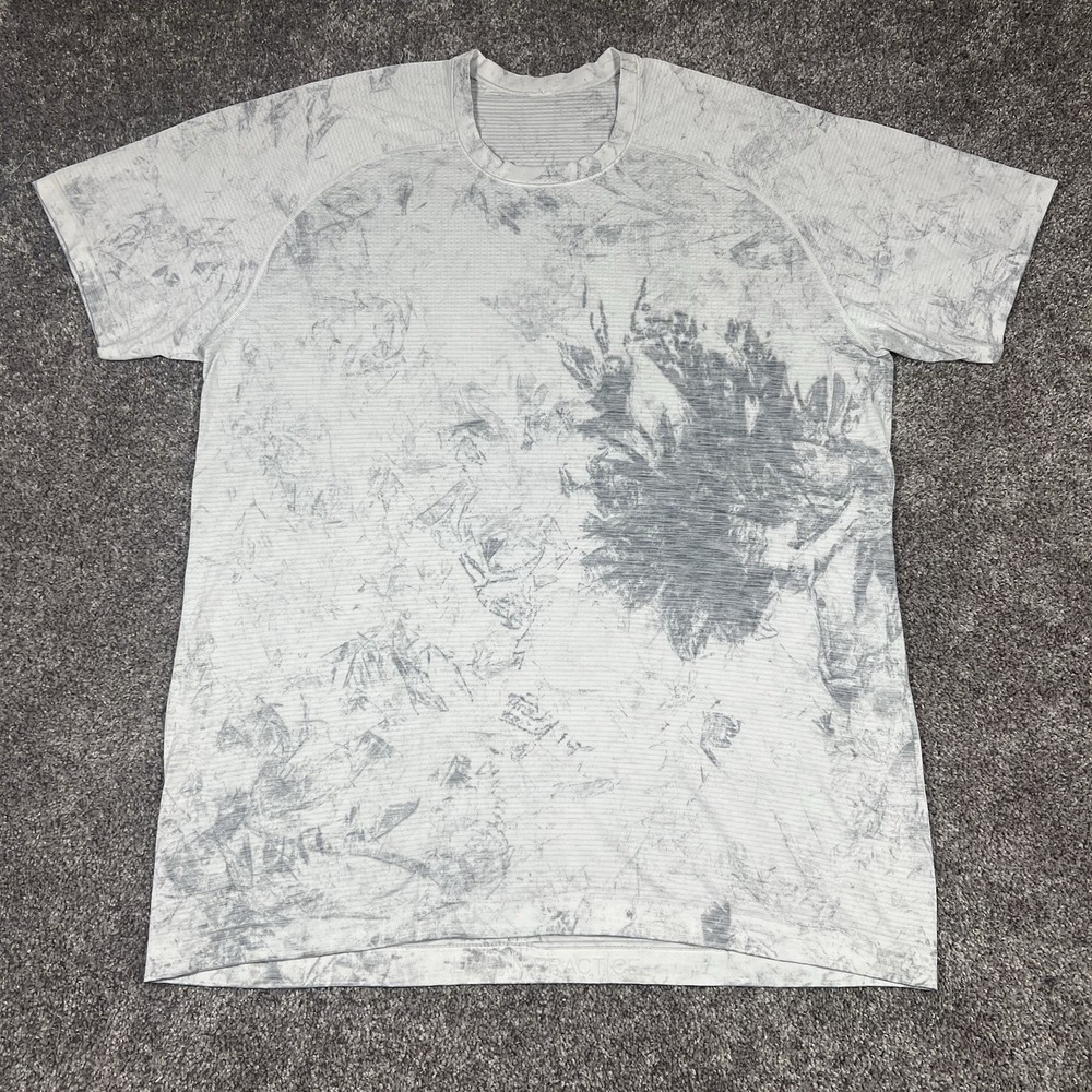 Lululemon Metal Vent Tech Shirt XL Mens Marbled White Short Sleeve Gym Running